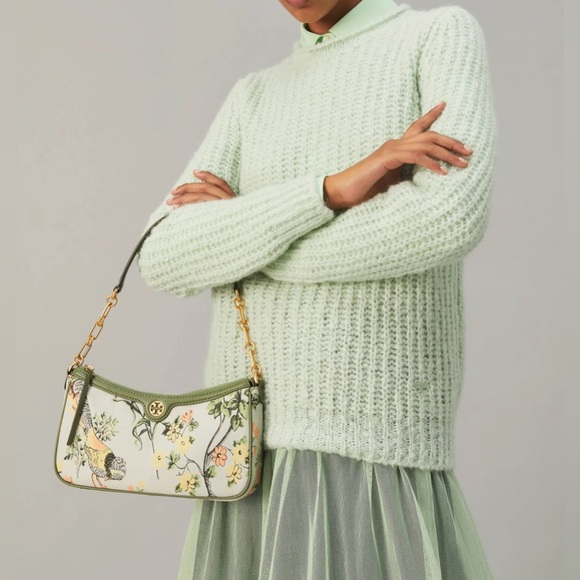 NWT- TORY BURCH T-MONOGRAM BROCADE STUDIO CONVERTIBLE BAG - Picture 6 of 11